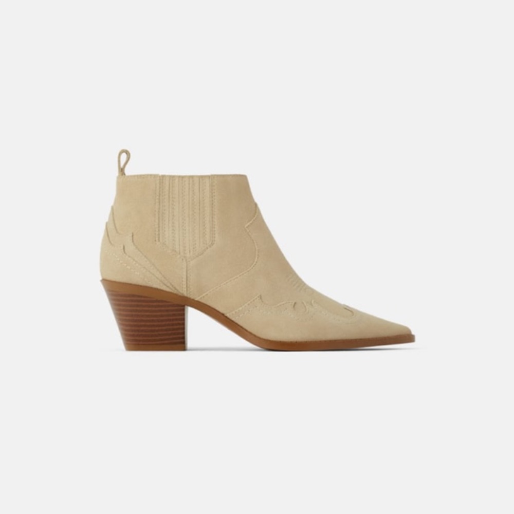 Suede cowboy bootie